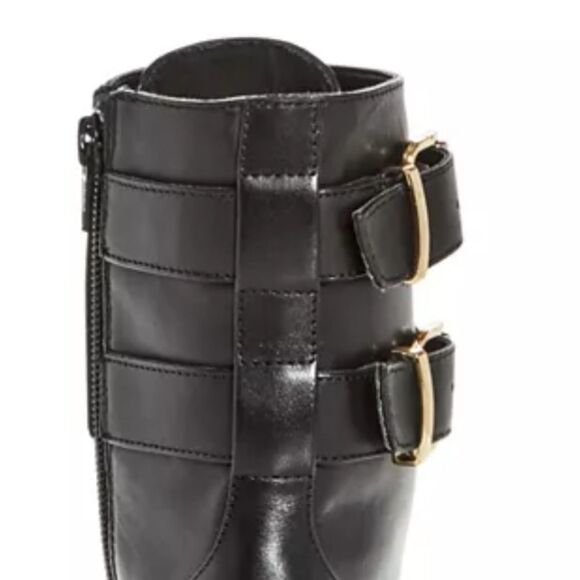 KURT GEIGER LONDON Black Genuine Leather Embellished Combat Boots 7 - Picture 2 of 6